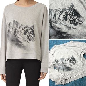 All Saints Tora Lo Tiger Crewneck Sweatshirt in Gray